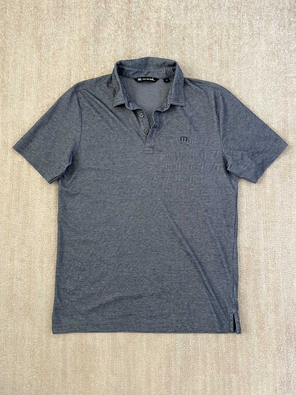 Travis Mathew Pima Cotton Blue Short Sleeve Polo Shirt Top M